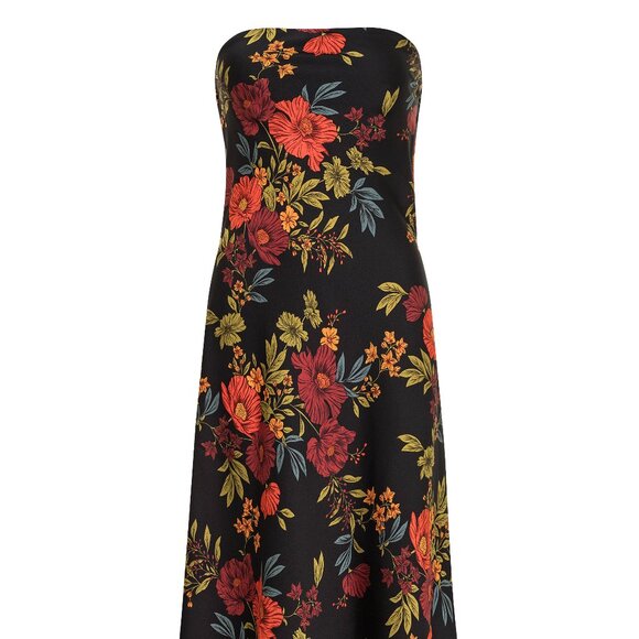 12th Tribe Natalia Black Floral Strapless Maxi Dress Size XL - Picture 1 of 4